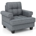 thumbnail image 1 of Yardi Yard Mid-century Modern Accent Armchair Tufted Linen Club Chair-Gray, Vanity Chair for Bedroom Desk, 1 of 6