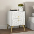 thumbnail image 1 of Yardi Yard Modern 2 Drawer Accent Nightstand for Bedroom witn Golden Metal Legs, White, 1 of 9