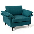 thumbnail image 1 of Yardi Yard Modern Fabric Accent Armchair with Original Distributed Spring and Armrest Cushions, Accent Oversized Comfy Reading Chair for Living Room, Bedroom, Dorm, Peacock Blue, 1 of 7