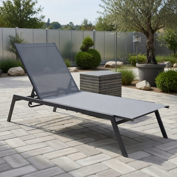 Yardi Yard Outdoor Adjustable Chaise Lounge Chair with Lay Flat Position and Quick-Drying Fabric, Lounge Chairs for Outdoor, Folding Lounger Chaise Chair