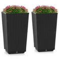 thumbnail image 1 of Yardi Yard Outdoor Wicker Flower Pot Set of 2 with Drainage Hole for Porch Balcony, Raised Garden Bed for Patio or Yard Gardening, 1 of 7