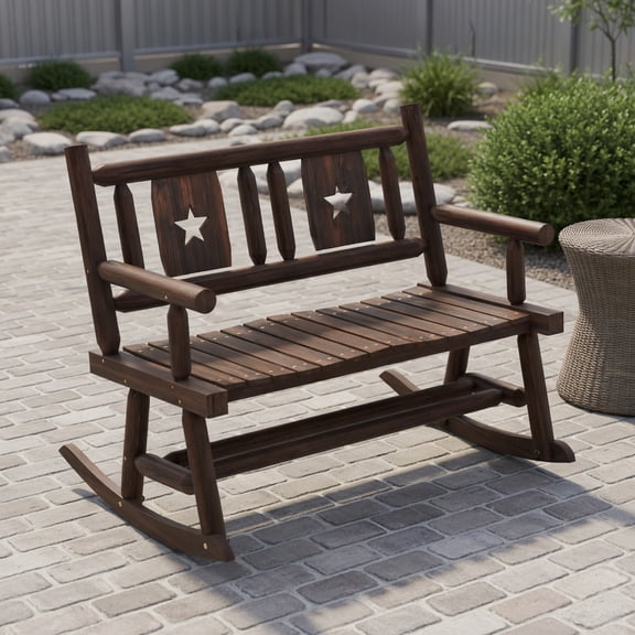 Yardi Yard Patio Rocking Bench Double Rocker Chair with Ergonomic Seat 2-Person Loveseat, Patio Furniture Chair, Front Porch Bench for Outdoor
