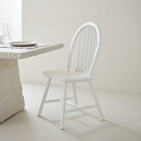 Yardi Yard Set of 2 Vintage Windsor Wood Chair with Spindle Back for Dining Room-White, Dining Chairs Set, Dining Room Chair for Kitchen, Dining, Bedroom, Living