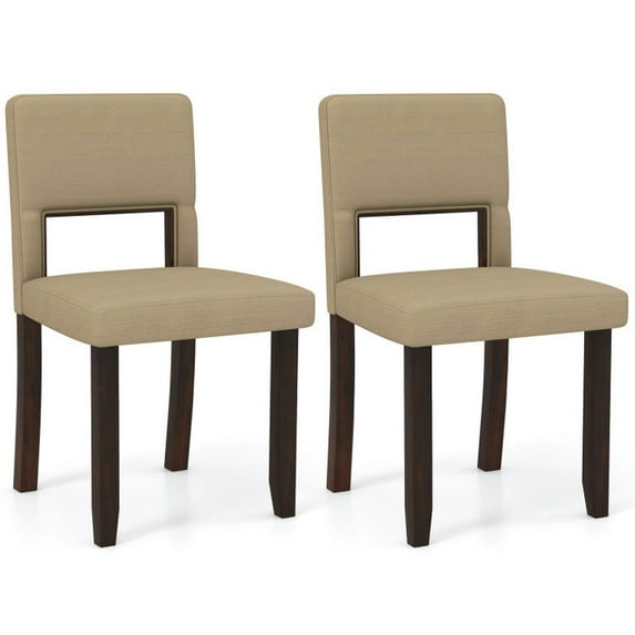 Yardi Yard Set of 2 Wooden Dining Chair with Acacia Wood Frame Padded Seat and Back-Beige, Dining Chairs Set, Dining Room Chair for Kitchen, Dining, Bedroom, Living