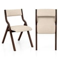 thumbnail image 1 of Yardi Yard Set of 2 Wooden Folding Dining Chair with Linen Fabric Padded Seat and Backrest-Coffee, Dining Chairs Set, Dining Room Chair for Kitchen, Dining, Bedroom, Living, 1 of 6