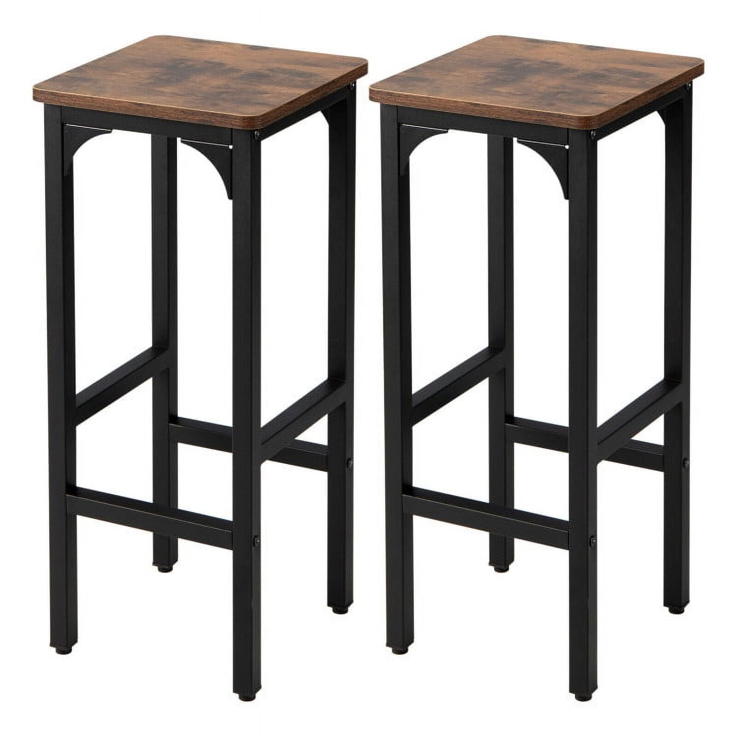 Yardi Yard Set of 2 Bar Stool, Barstools with Footrest and Back for Kitchen, Natural Yardi Yard Set of 2 Bar Stool, Barstools with Footrest and Back for Kitchen, Natural