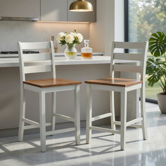 Yardi Yard Set of 2 Counter Bar Stool with Inclined Backrest and Footrest-Gray, Bar Height Stools, Bar Stools for Kitchen, Dining Room