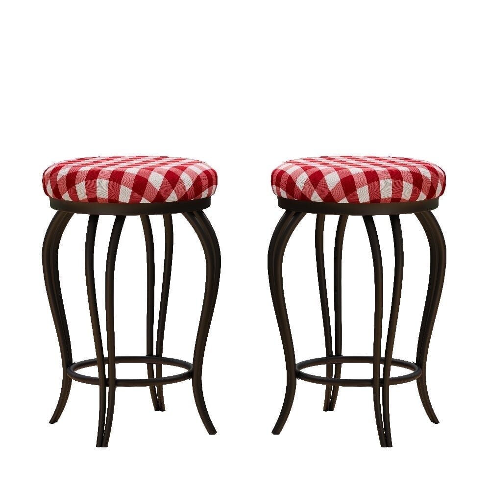 Set of 2 Gray and White Adjustable Swivel Bar Stools