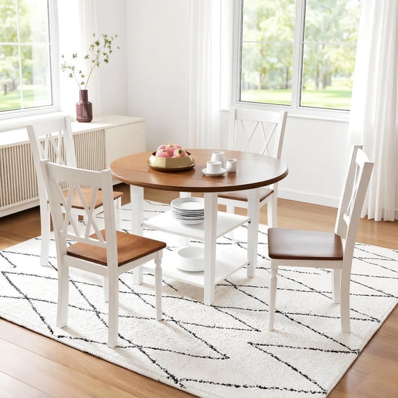 Yardi Yard Set of 4 Wooden Farmhouse Kitchen Chairs with Rubber Wood Seat, Dining Chairs Set, Dining Room Chair for Kitchen, Dining, Bedroom, Living