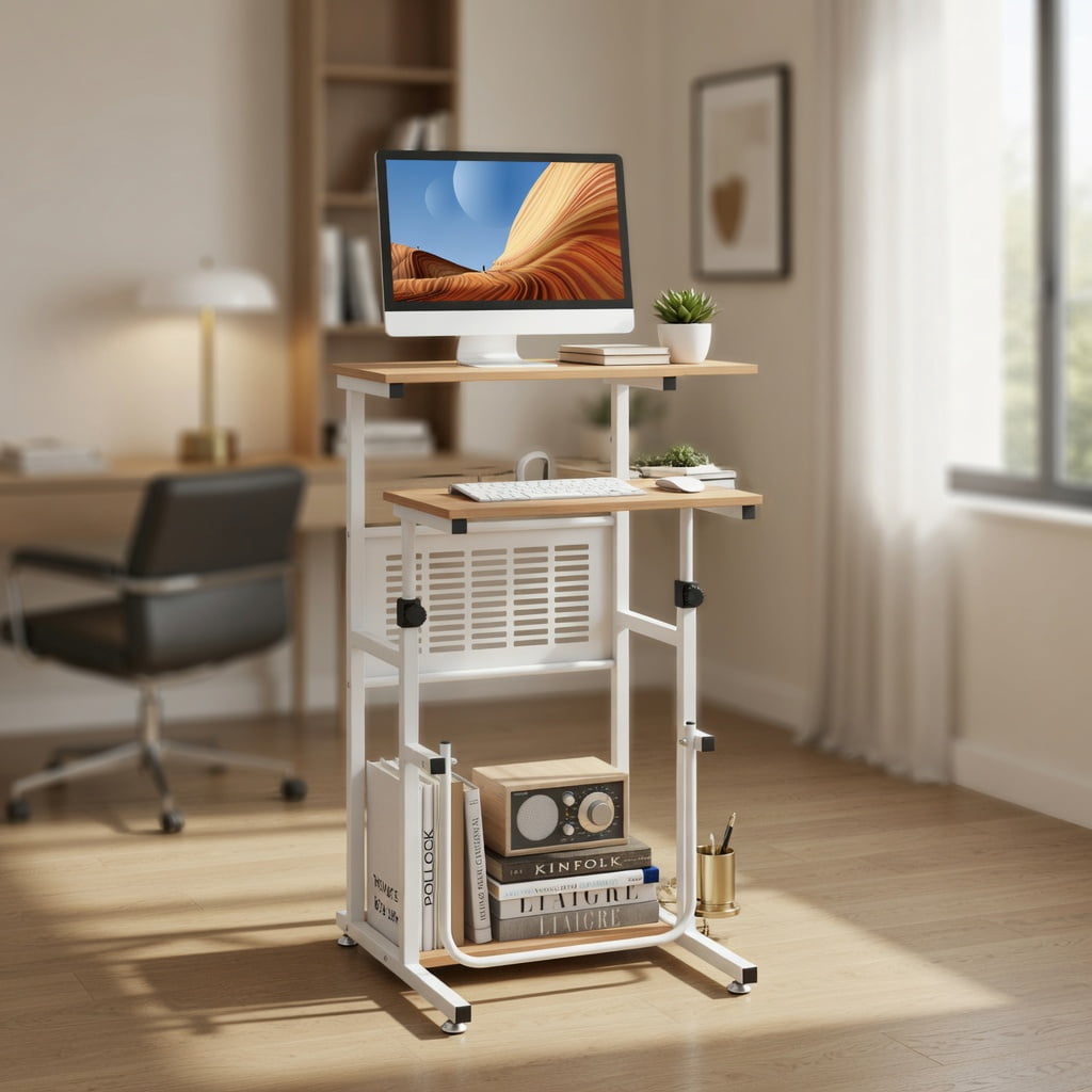 Yardi Yard Standing Desk for Small Space Sit Stand Desk with Height Adjustable Desktop, Office Furniture, Laptop Stand for Home and Office