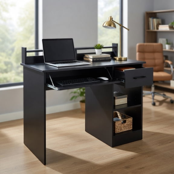 Yardi Yard Study Laptop Table with Drawer and Keyboard Tray-Black, Computer Desk, Gaming Computer Desks for Study,Working,Writing
