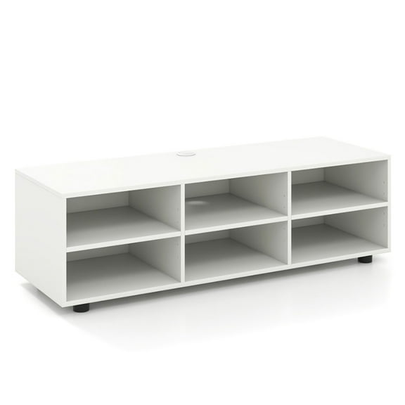 Yardi Yard TV Stand for TV up to 55 Inch with 6 Storage Compartments-White, TV Stand, TV Console Table for Living Room