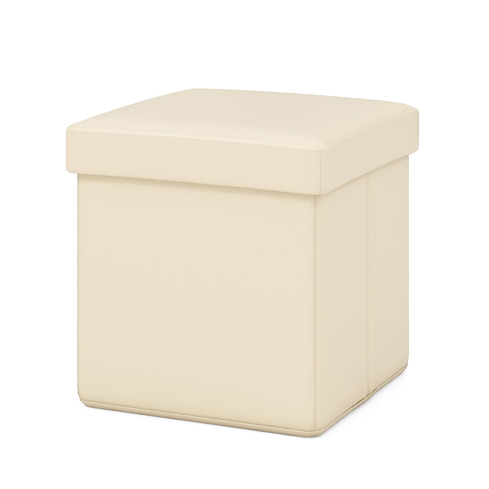 Yardi Yard Upholstered Square Footstool with PVC Leather Surface for Bedroom-White, Ottoman Storage for Living Room and Bedroom Yardi Yard Upholstered Square Footstool with PVC Leather Surface for Bedroom-White, Ottoman Storage for Living Room and Bedroom