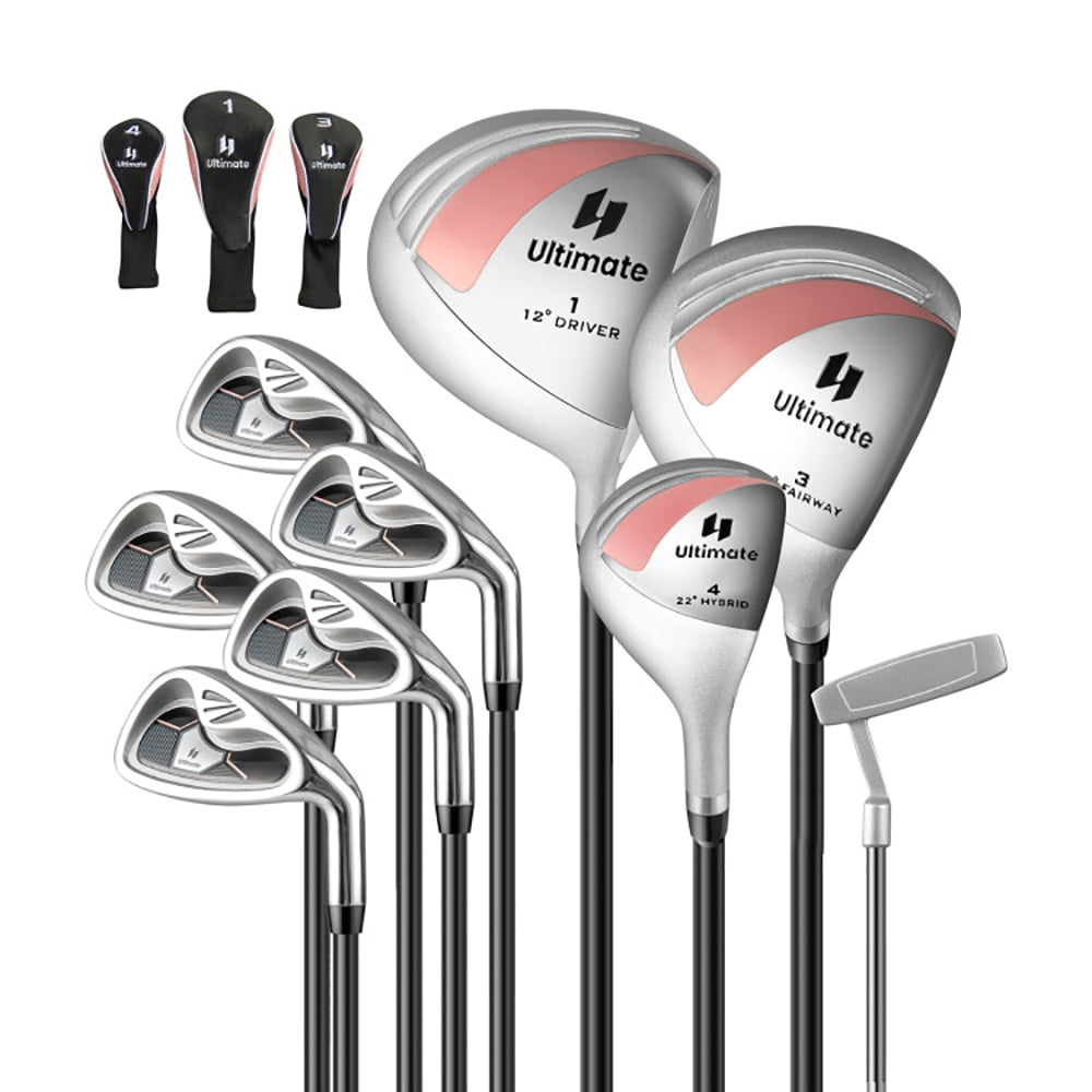 Yardi Yard Women"s 9 Pieces Complete Golf Club Set-Pink, Women Complete Golf Club Set Right Hand, Golf Club Package Set Putter