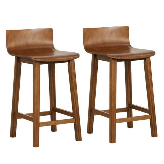 Yardi Yard Wood Bar Stools Set of 2 with Solid Back and Seat, Bar Height Stools, Bar Stools for Kitchen, Dining Room