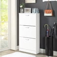thumbnail image 1 of Yardi Yarda Wood Shoe Storage Cabinet, Narrow Closet Shoe Organizer Rack for Entryway, White, 1 of 5