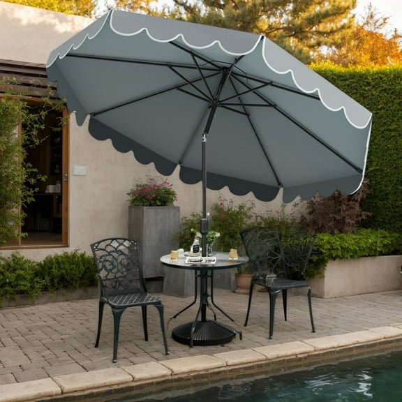 Yardi Yarda 10 Feet Patio Umbrella Outdoor Market Umbrella, Outdoor Shade with Crank Tilt Adjustment, Gray