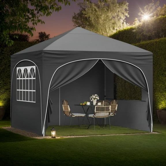 Yardi Yarda 10 X 10 FT Pop up Canopy Tent, Canopy with 4 Removable Sidewall for Outdoor as Yard, Gray