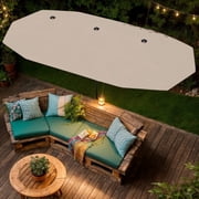 Yardi Yarda 13 Feet Large Patio Umbrella, Double-Sided Table Market Umbrella with Crank Handle for Outdoor, Coffee