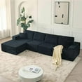 thumbnail image 1 of Yardi Yarda 139.3" Modular Sectional Sofa, Boneless Couch, Cloud Couch with Ottoman & 2 Pillows, Perfect for Indoor, Black, 1 of 12