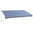 thumbnail image 1 of Yardi Yarda 16.5' x 10' Electric Awning, Retractable Awning for Door and Window, Awning with LED Lights and Remote Controller, Blue and White, 1 of 11