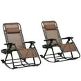 thumbnail image 1 of Yardi Yarda 2 Outdoor Rocking Chairs with Pillow Cup & Phone Holder, Foldable Reclining Zero Gravity Lounge Rockers, Brown, 1 of 11