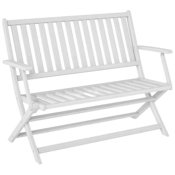 Yardi Yarda 2-Person Foldable Wood Outdoor Bench with Backrest and Armrests, White