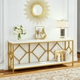 thumbnail image 1 of Yardi Yarda 2-Tier Console Table, 71" Extra Long Sofa Table with Open Storage Shelf, White & Gold, 1 of 2