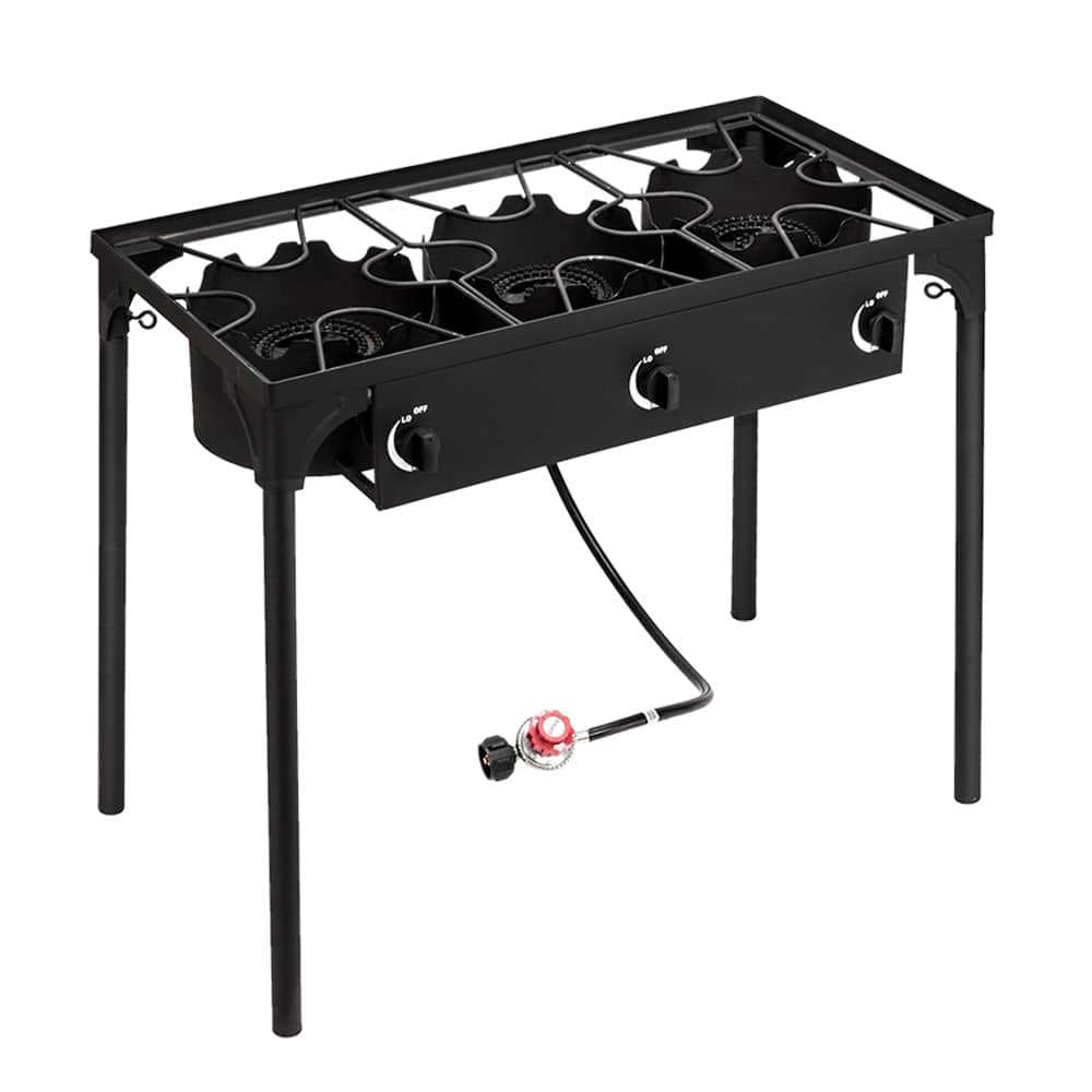 Yardi Yarda 225000-BTU Outdoor Camp Stove, Rectangular High Pressure Propane Gas Cooker, Portable Cast Iron Cooking Burner, Stove for Outdoor, Black
