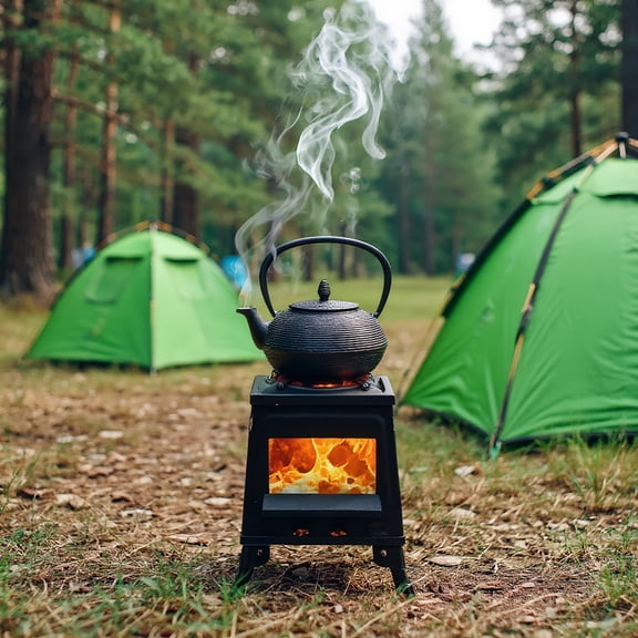 Yardi Yarda 27*27*34cm Wood Detachable Camping Stove, Portable Camping Stove with Sheet Packaging for Outdoor, Black