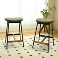 thumbnail image 1 of Yardi Yarda 29 inch Bar Stools Set of 2, Counter Height and Bar Height Bar Stools, Fabric Upholstered, Backless for Dinigroom, Kitchen, Green, 1 of 11