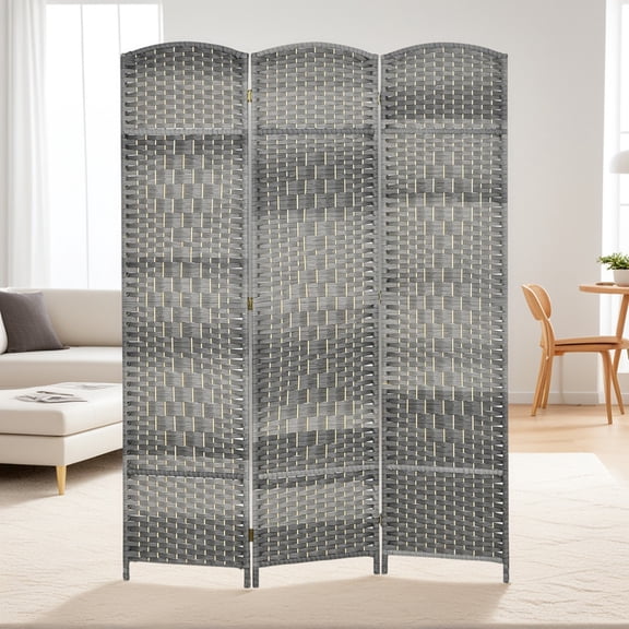 Yardi Yarda 3 Panel Folding Room Divider Screen, 6' Tall Privacy Screen Freestanding Wood Partition for Indoor, Mixed Gray