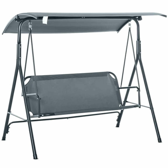 Yardi Yarda 3-Person Porch Swing Set, Outdoor Swing with Adjustable Canopy, Comfortable Bench Seat with Steel Frame for Patio & Porch, Gray