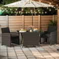 thumbnail image 1 of Yardi Yarda 3 Piece Patio Wicker Dining Set with Rectangle Tempered Glass, Dining Table for Outdoor as Yard, Brown, 1 of 12