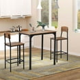 thumbnail image 1 of Yardi Yarda 3 Piece Pub Table and Chairs Set, Small Kitchen Table and Chairs, Square Dining Table with 2 Stools, Table Chair Set for Indoor, Brown, 1 of 7
