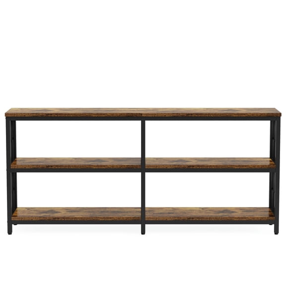 Yardi Yarda 3-Tier Console Table, 70.9" Industrial Sofa Foyer Table for Living Room, Brown