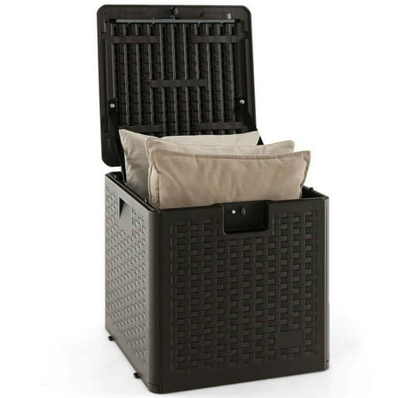 Yardi Yarda 31 Gallon All Weather Storage Container with Lockable Lid-S, Storage Deck Box, Brown