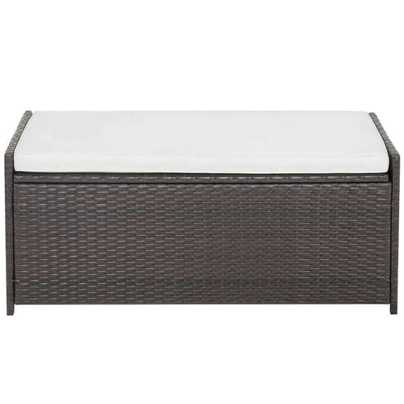 Yardi Yarda 34 Gallon Patio Storage Bench with Seat Cushion and Zippered Liner, 3-in-1 Multifunctional Storage Bench, Brown