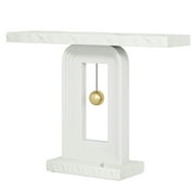 Yardi Yarda 39.4" Console Table, Modern Sofa Entryway Table with Gold Decor, Faux Marble White
