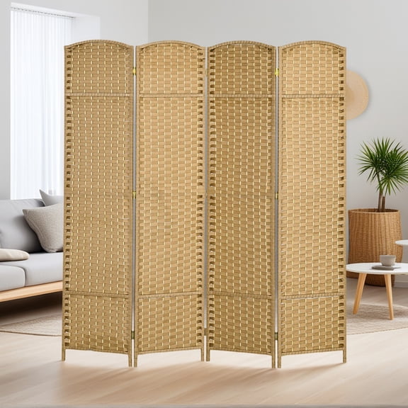 Yardi Yarda 4 Panel Folding Room Divider Screen, 5.6 ' Tall Privacy Screen Freestanding Room Partition for Indoor, Natural