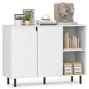 Yardi Yarda 42 Inch Sideboard Buffet Cabinet Kitchen with Adjustable Shelves, White