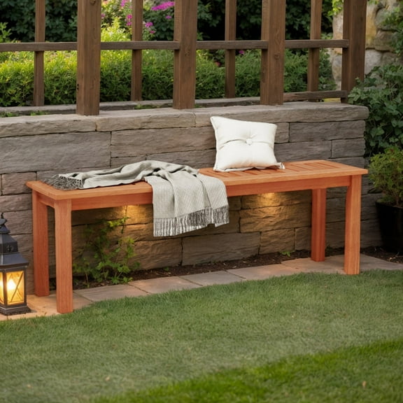 Yardi Yarda 47 Inch Patio Wood Bench, Bench with Slatted Seat 2-Person for Outdoor as Yard, Brown