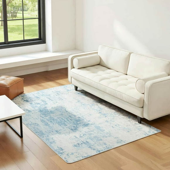 Yardi Yarda 4x6FT Area Rug, Machine Washable Rug, Non-Slip Modern Abstract Floor Carpet for Indoor, Blue