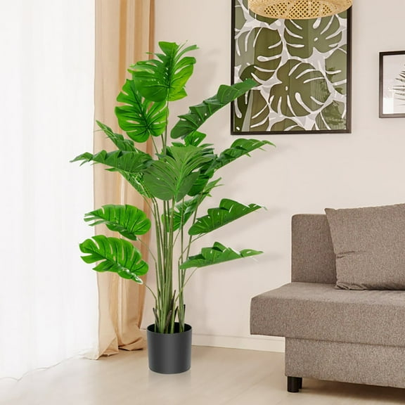 Yardi Yarda 5 Feet Artificial Tree, Faux Monstera Deliciosa Plant for Indoor and Outdoor, Green