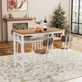 thumbnail image 1 of Yardi Yarda 5 Piece Bar Table Set, Kitchen Bar Table and Chairs Set of 4, Breakfast Table, Modern Metal Counter Height Table with Stools, Brown, 1 of 6
