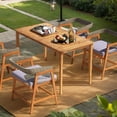 thumbnail image 1 of Yardi Yarda 5 Piece Patio Dining Set with Rattan Backrest and Cushions, Solid Wood Patio Furniture Set for Outdoor as Yard, Brown, 1 of 12