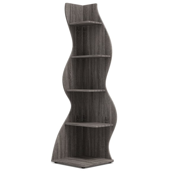 Yardi Yarda 5-Tier Corner Shelf, Modern Wall Corner Bookshelf Bookcase, Gray