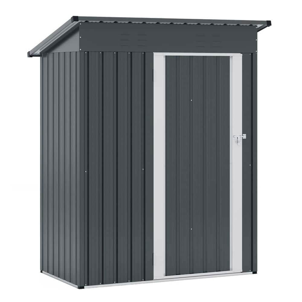 Yardi Yarda 5 x 3 Feet Outdoor Storage Shed with Sloped Roof and Lockable Door, Versatile Storage Shed, Gray