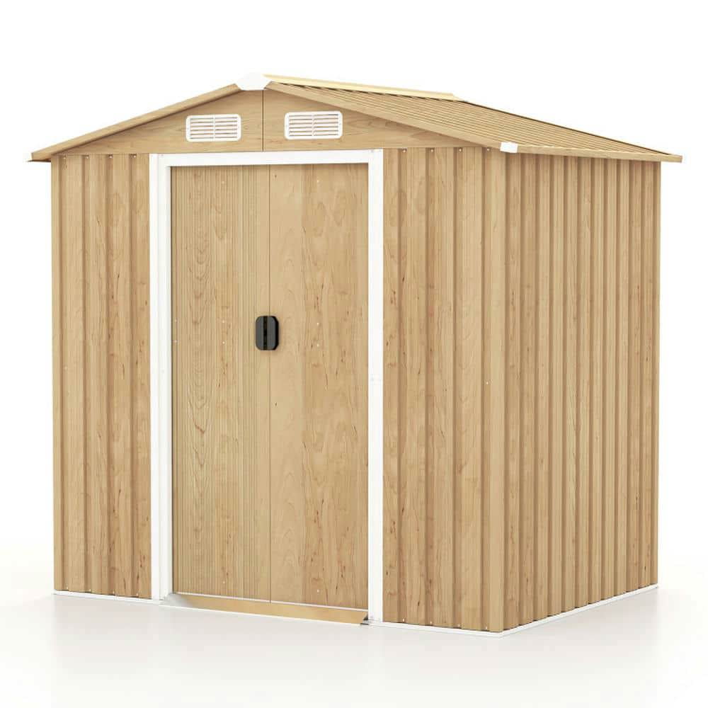 Yardi Yarda 6 x 4 Feet Galvanized Steel Storage Shed with Lockable Sliding Doors, Multipurpose Storage Shed, Natural