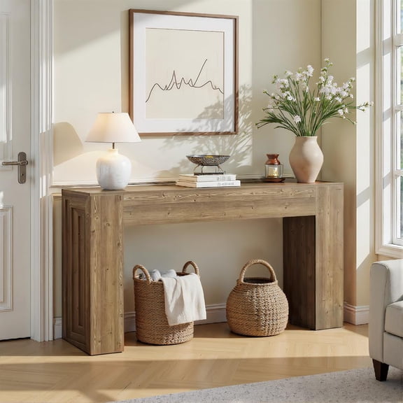 Yardi Yarda 63" Console Table with Robust Wood Construction, Rustic Sofa Entryway Table, Foyer Table, Brown